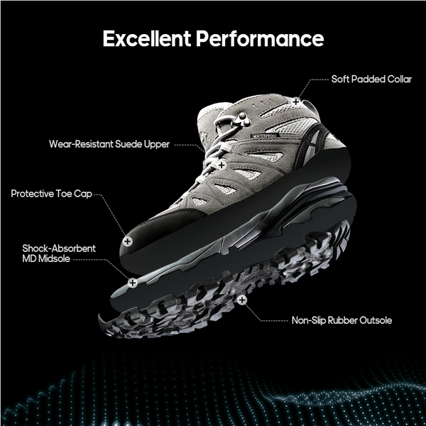 [Seeker] Women's Waterproof Hiking Boots - LIGHT GREY - 8